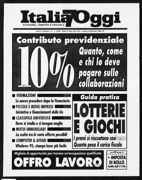 Italia oggi : quotidiano di economia finanza e politica